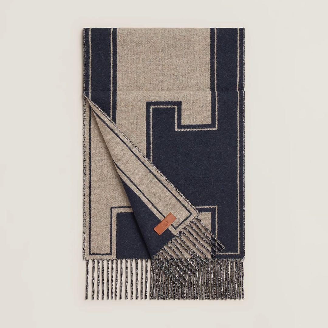 新品未使用 正規品 HERMES エルメス マフラー 《クレ・ドゥ・H》 ブルー