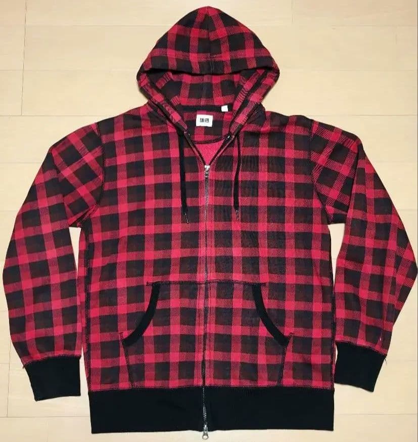 00s old uniqlo チェックダブルジップパーカー y2k 短丈 - メルカリ