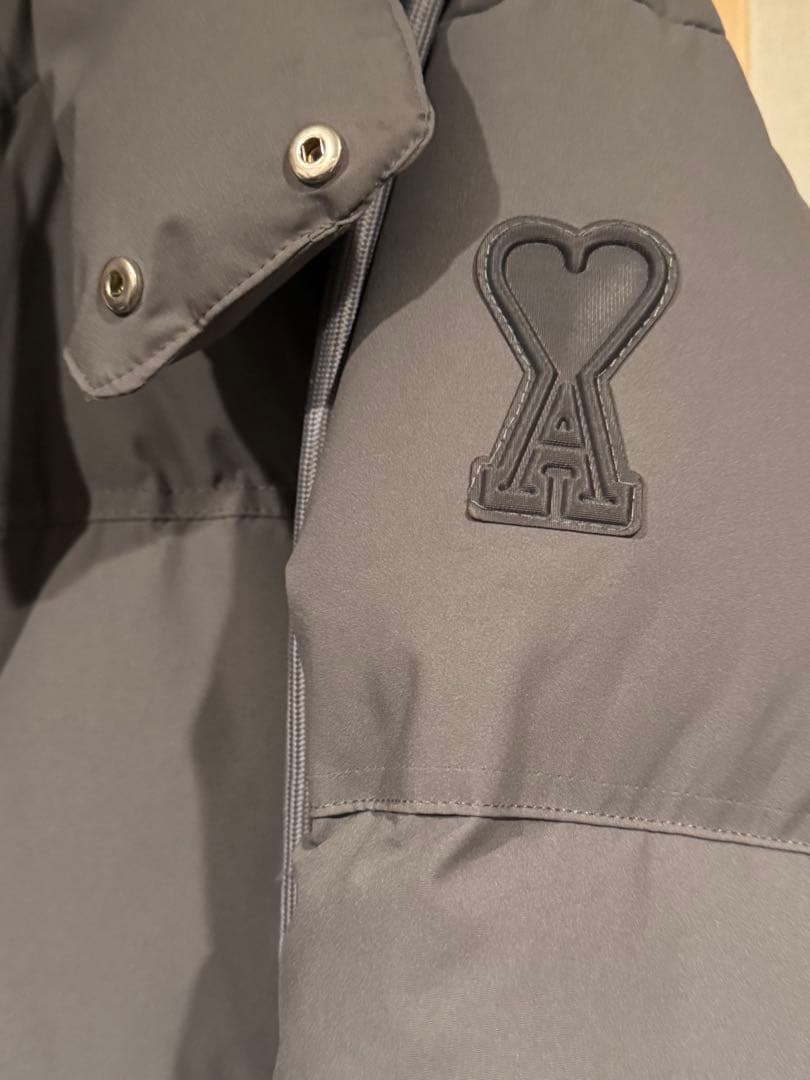 Ami Paris グレー ドローストリングダウンジャケット