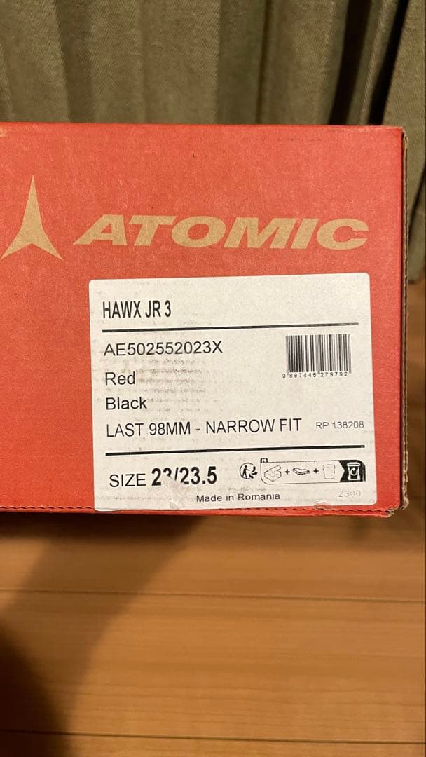 美品 ATOMIC HAWX JR3 子供用 スキーブーツ 23〜23.5cm