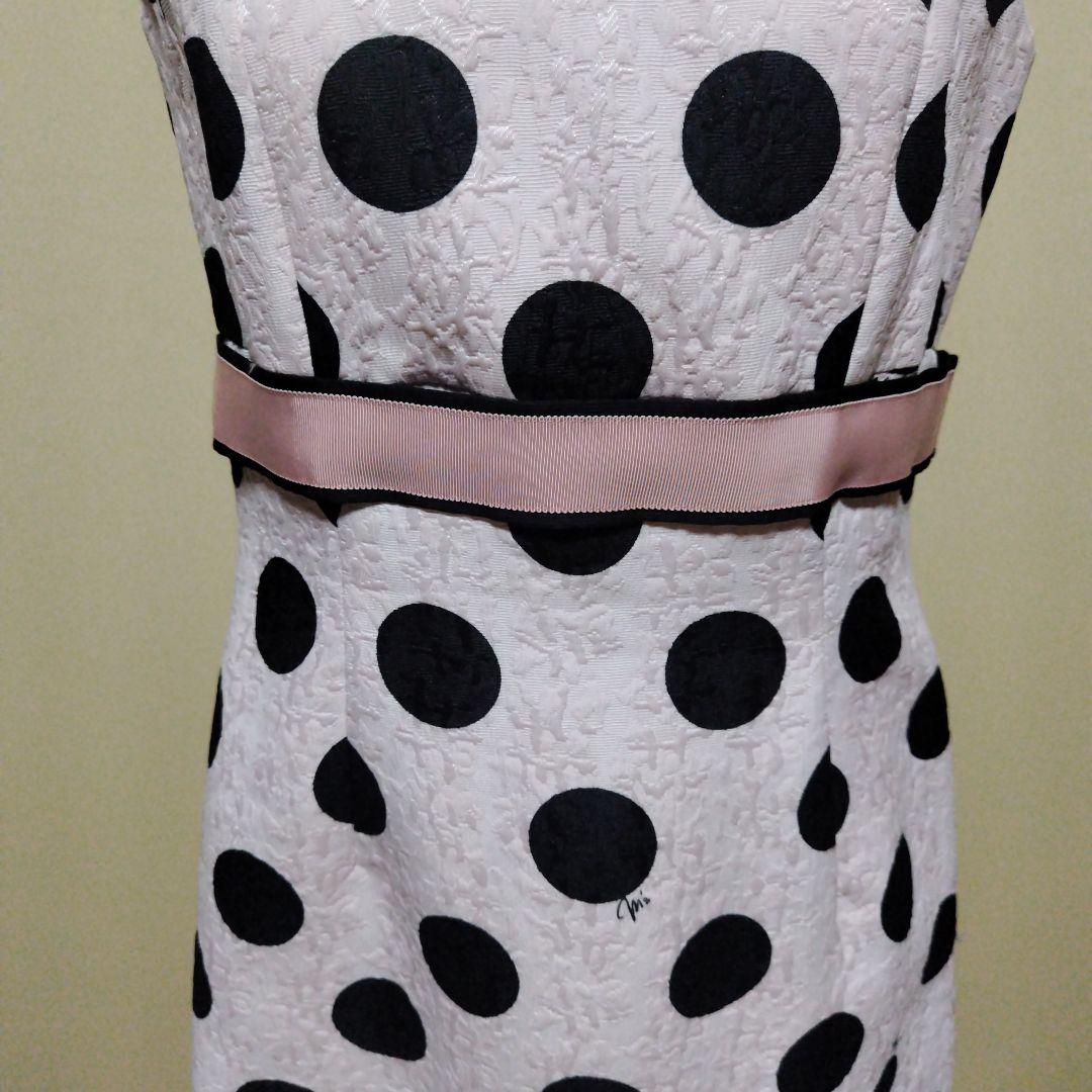 エムズグレイシー 水玉模様ひざ丈ワンピース ストライプ柄のワンピース