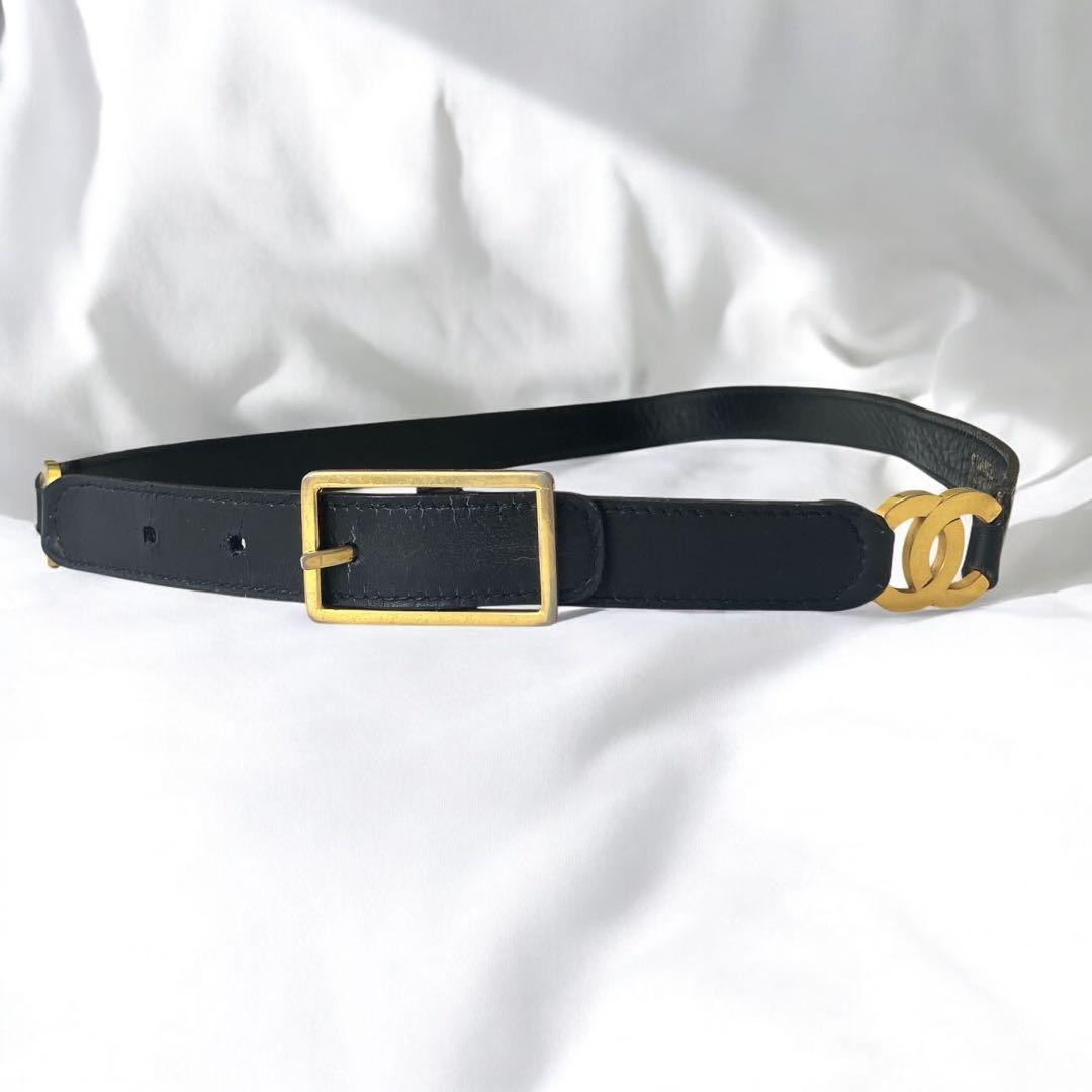 シャネル ベルト ココマーク ブラック ゴールド 全長約77cm ゴールド