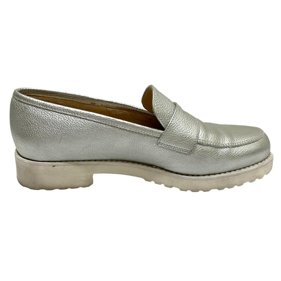 美品】銀座かねまつ (22) ローファー シボ加工 希少デザイン