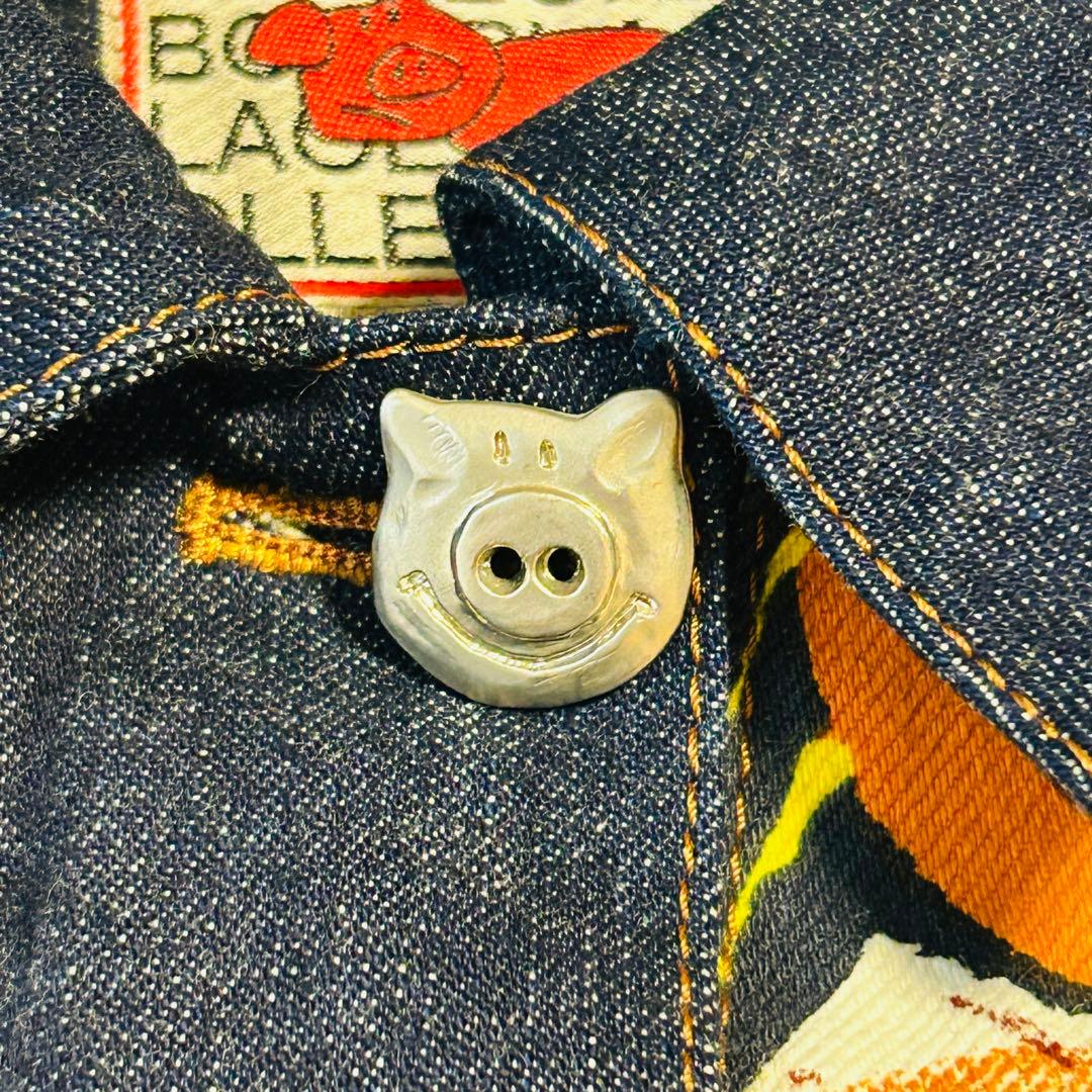 アルベロベロ デニムコート ブタさん ジップアップ ロングコート