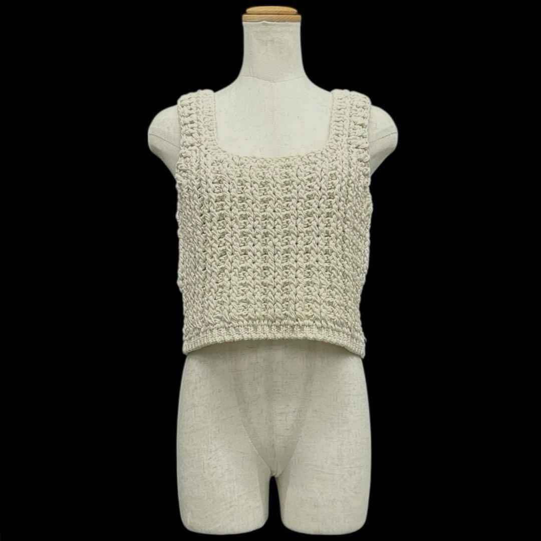 美品シシクイTHE SHISHIKUI　クロシェ　ビスチェ　ニット　F　ホワイト セール】ビスチェ クロシェ編み ベスト トップス ニットビスチェ