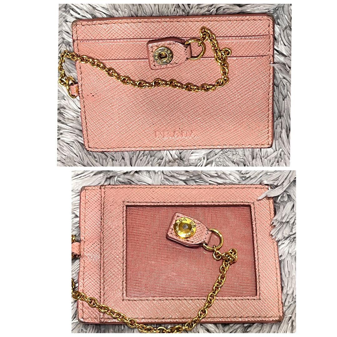 美品✨PRADA フィオッコサフィアーノ ベビーピンク メタルロゴ 2点