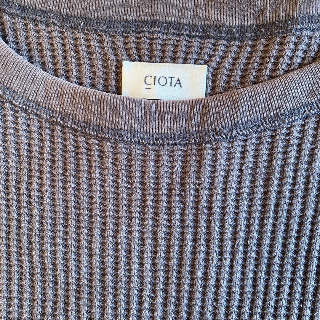 CIOTAスビンコットンツータックワッフルロングT/長袖Tシャツ/5/グレー