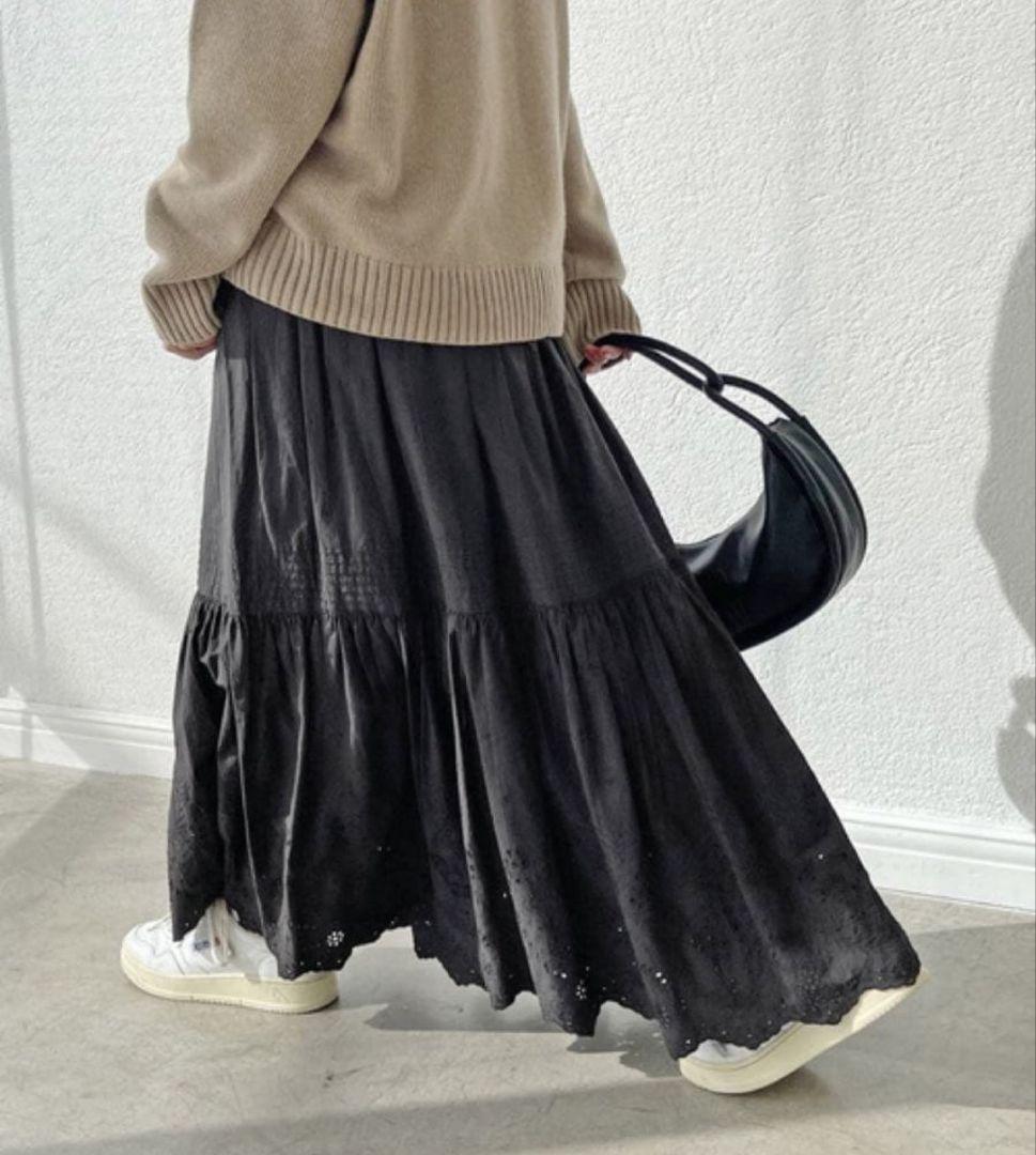 スピックアンドスパン　エンブロイダリースカート38 追加》エンブロイダリーレーススカート（ロング・マキシ丈スカート