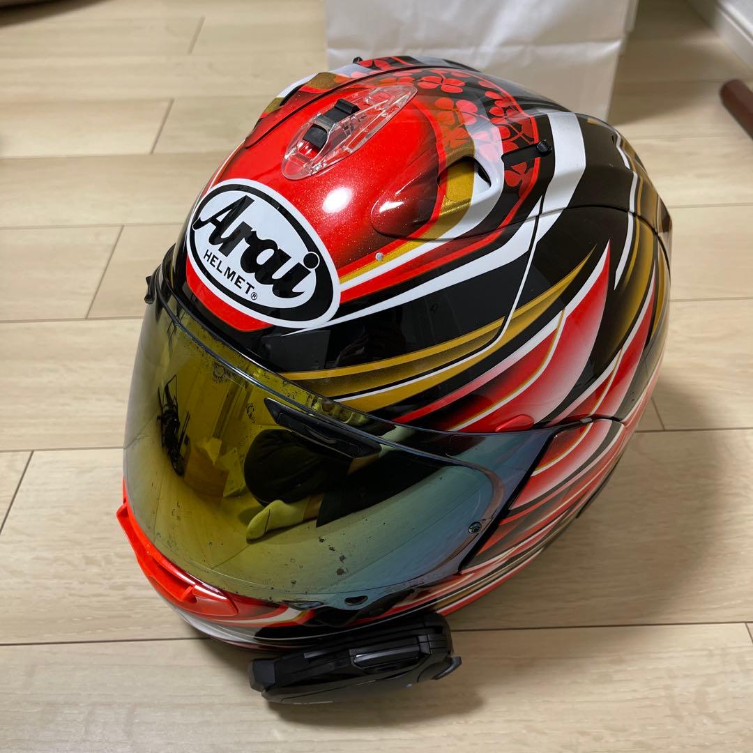 Arai フルフェイスヘルメット 赤・黒・金 ミラーシールド - メルカリ