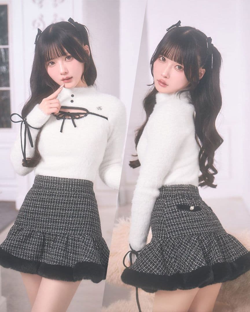 ミシェルマカロン ツイードファーミニスカート フリーサイズ - メルカリ