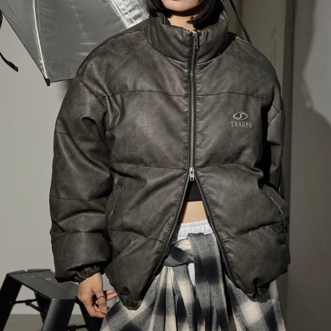 Snap club ブラック ダウンジャケットM ヴィンテージ風 ダブルジップ