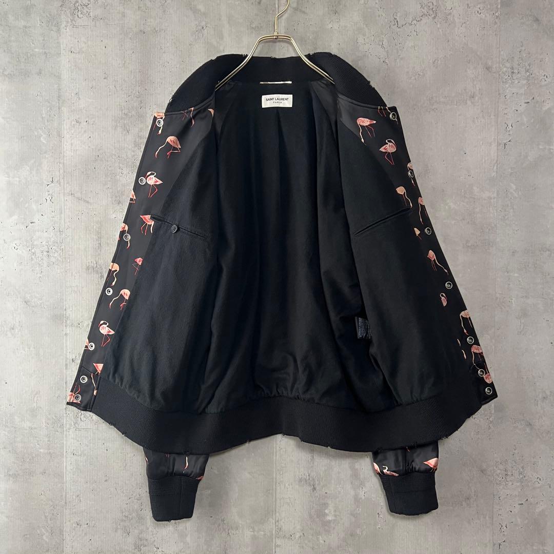 極美品】サンローラン ダメージ加工 ジャケット ブルゾン フラミンゴ