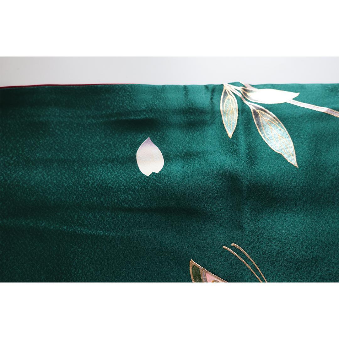 人気深緑ヴィンテージ振袖■158.5cm■単品単体成人式前撮り■正絹 BG25