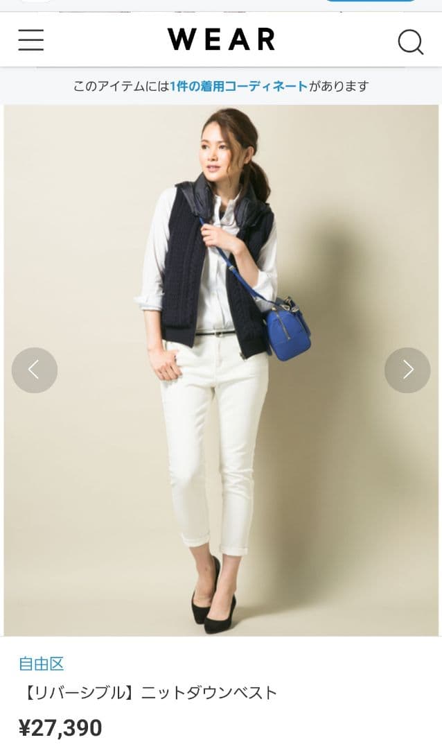 自由区【リバーシブル】ニットダウンベスト 大きい44自由区