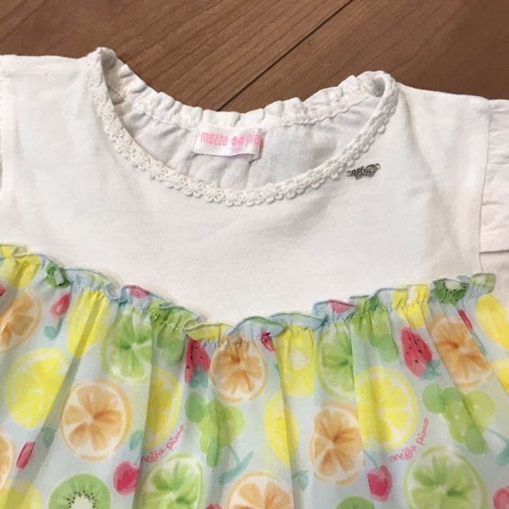 メゾピアノ ☆美品☆フルーツ柄ドッキングTシャツ&フリルスカパン2点
