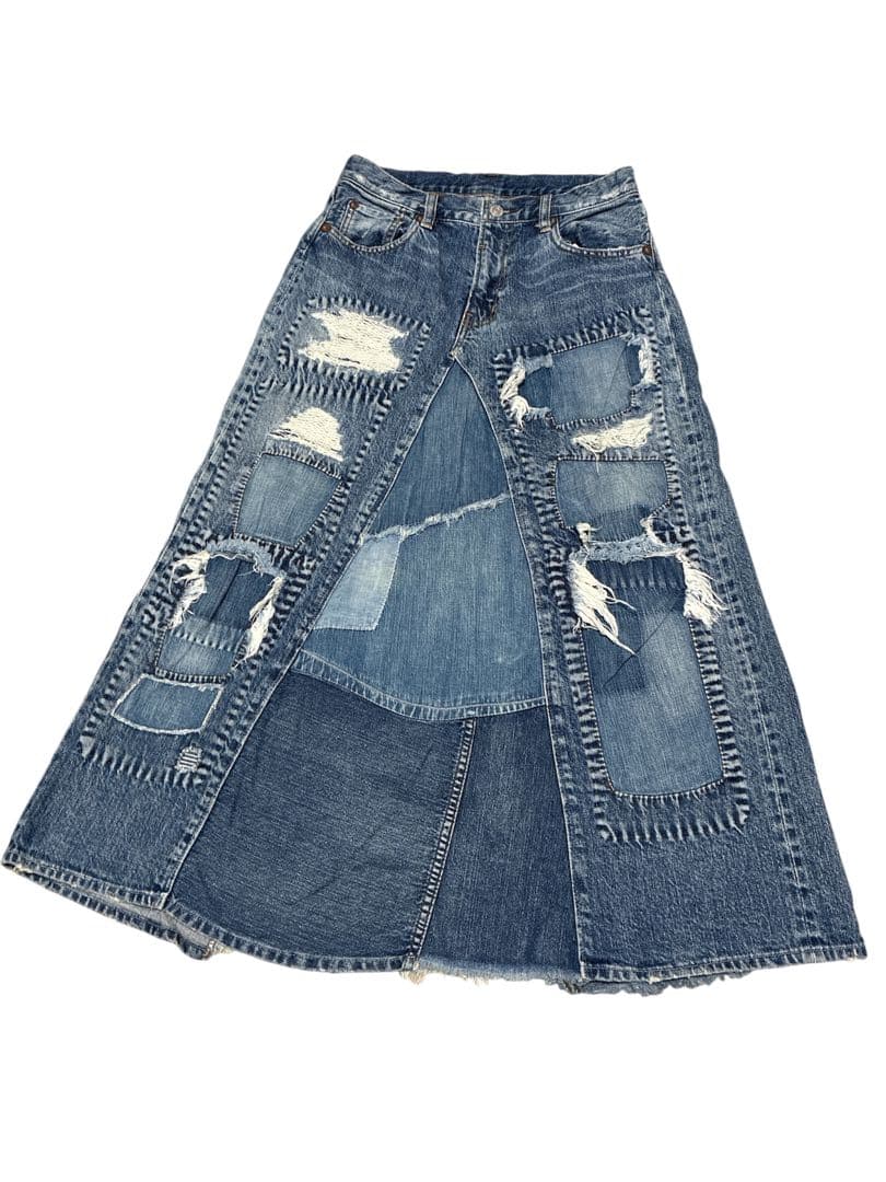 DENIM DUNGAREE パッチワークデニムスカート M - メルカリ