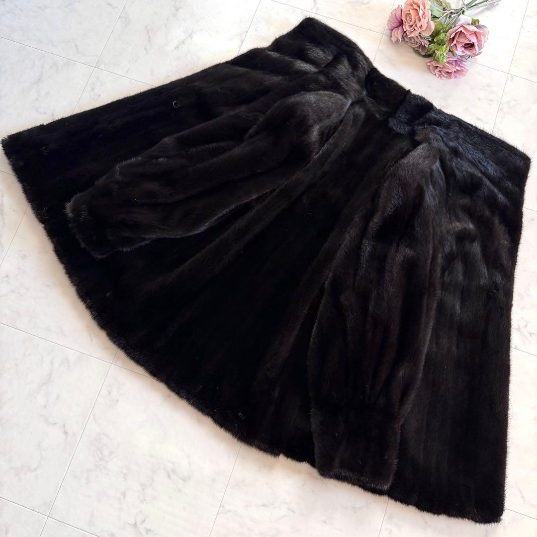 ランバン ブラックミンク ファーコート リアルファー 袖太 ボリューム