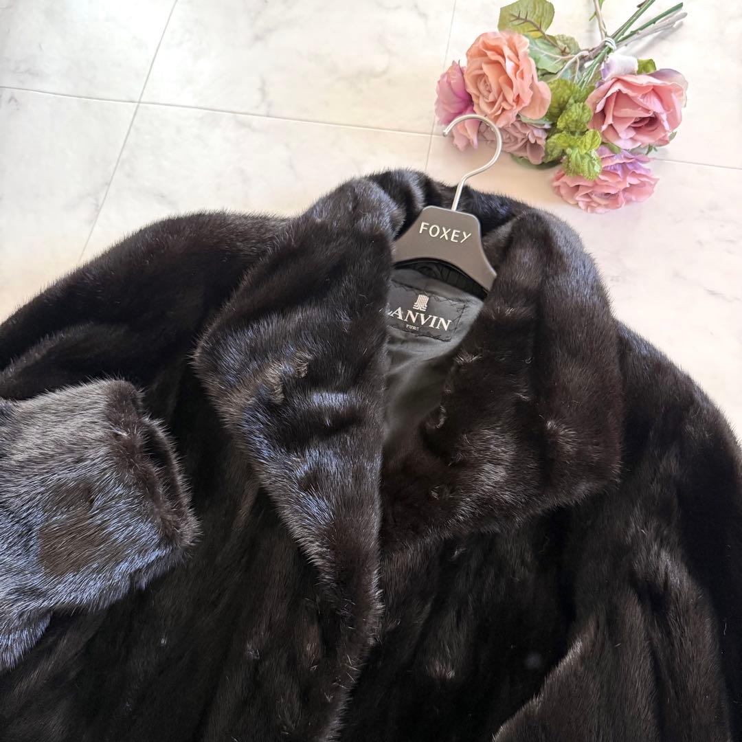 ランバン ブラックミンク ファーコート リアルファー 袖太 ボリューム