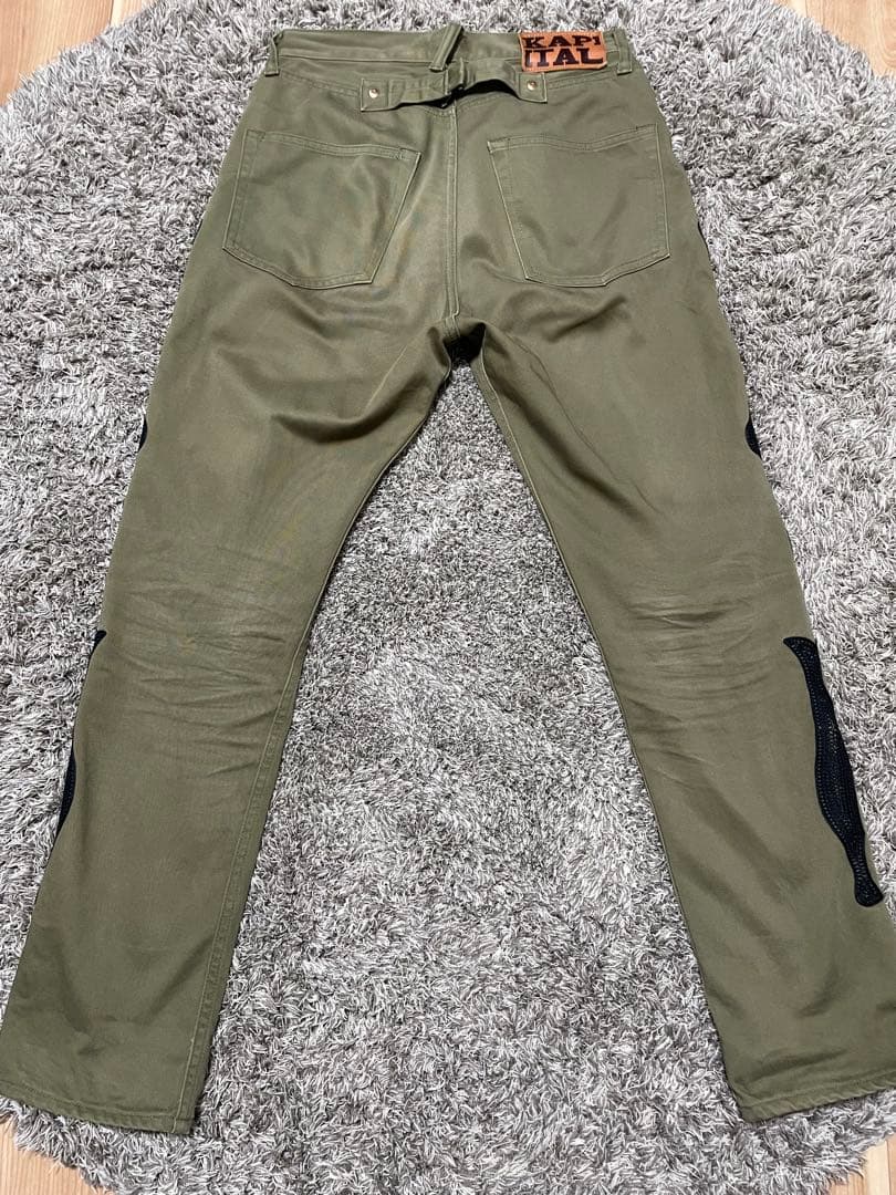 KAPITAL 骨刺繍 オリーブ チノパン ek-1319 28サイズ