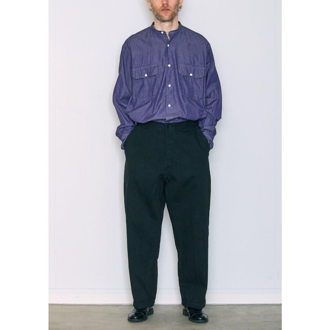 COMOLI / コモリ | コットンネル バンドカラーシャツ - Charcoal