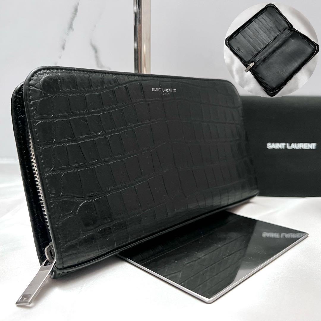 ◇極美品◇サンローラン ジッピーオーガナイザー クロコ型押しレザー