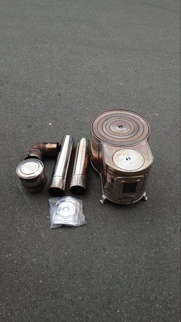 成*一様 ホンマ製作所ステンレス製薪ストーブ パーツ一式付き ステンレス 時計1型薪ストーブセット ASS-60 【煙突径 φ106mm