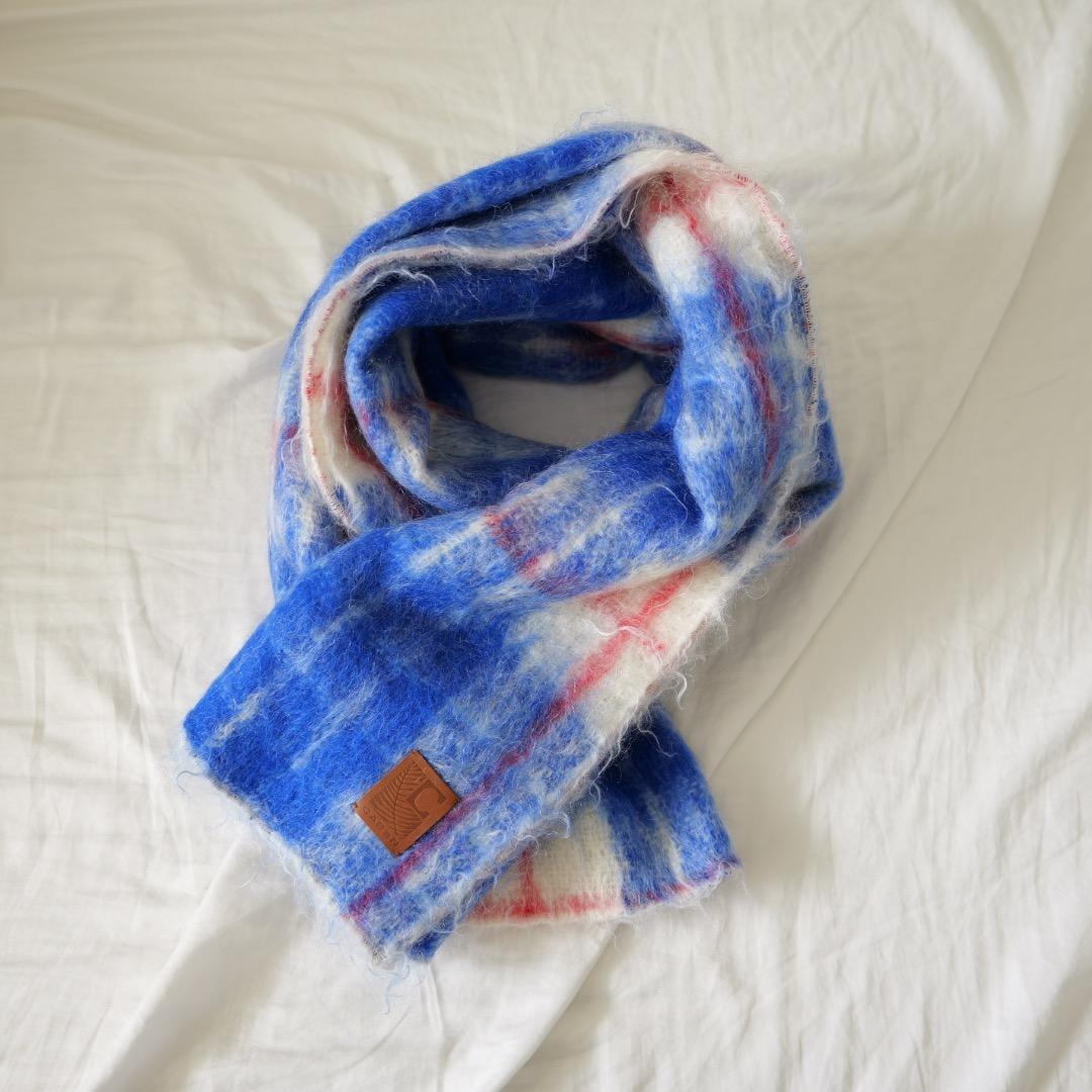 美品 定価5万 CABaN モヘヤチェックストール 大判マフラー ユニ