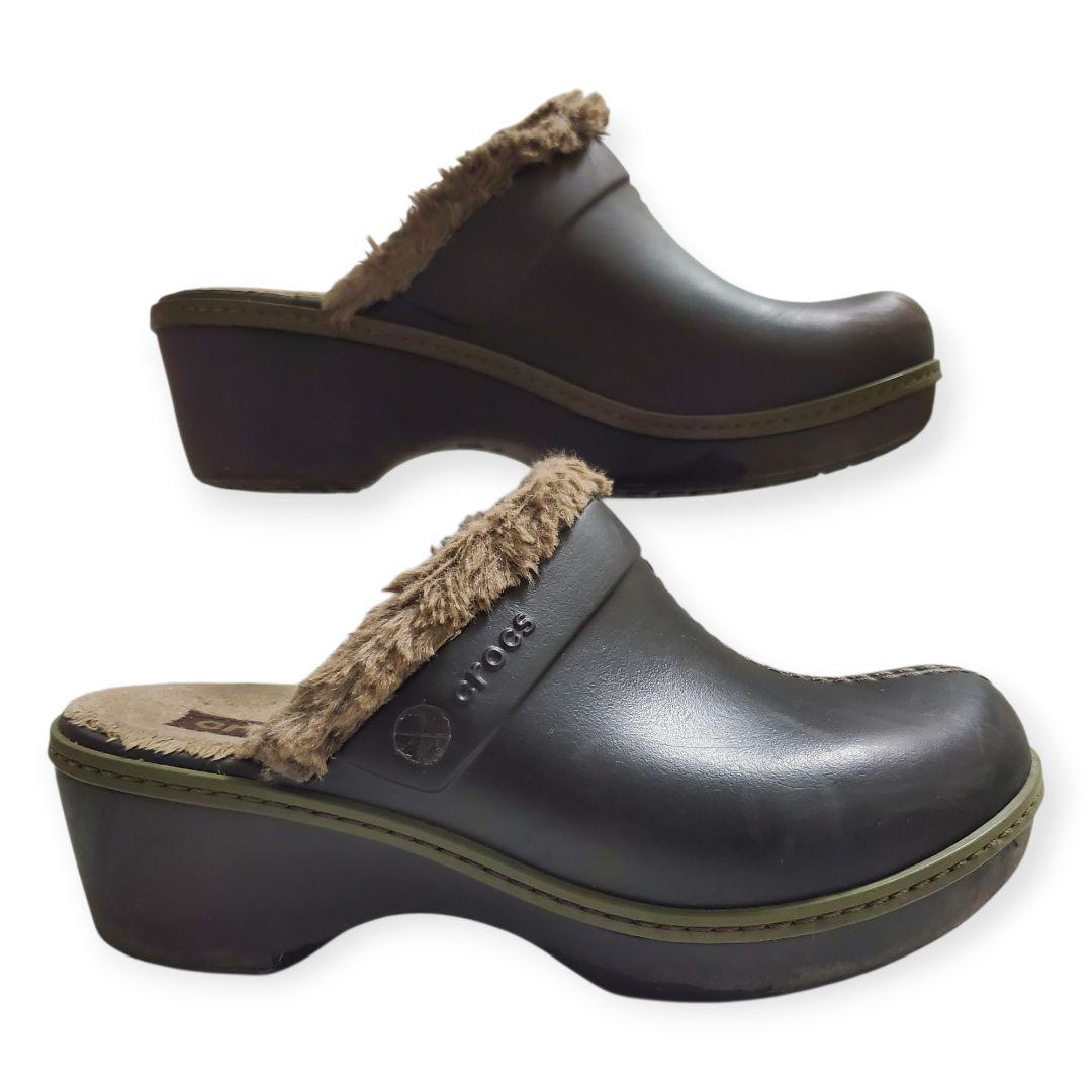 廃盤品◇クロックス crocs コブラー ボア付厚底 サボサンダル 7w