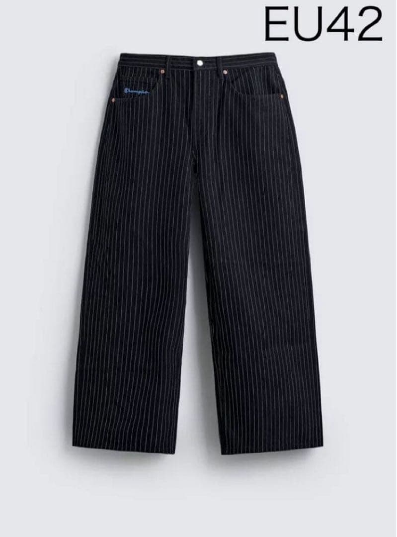 新品】Champion×ZARA ストライプバギーフィットジーンズ42 - メルカリ