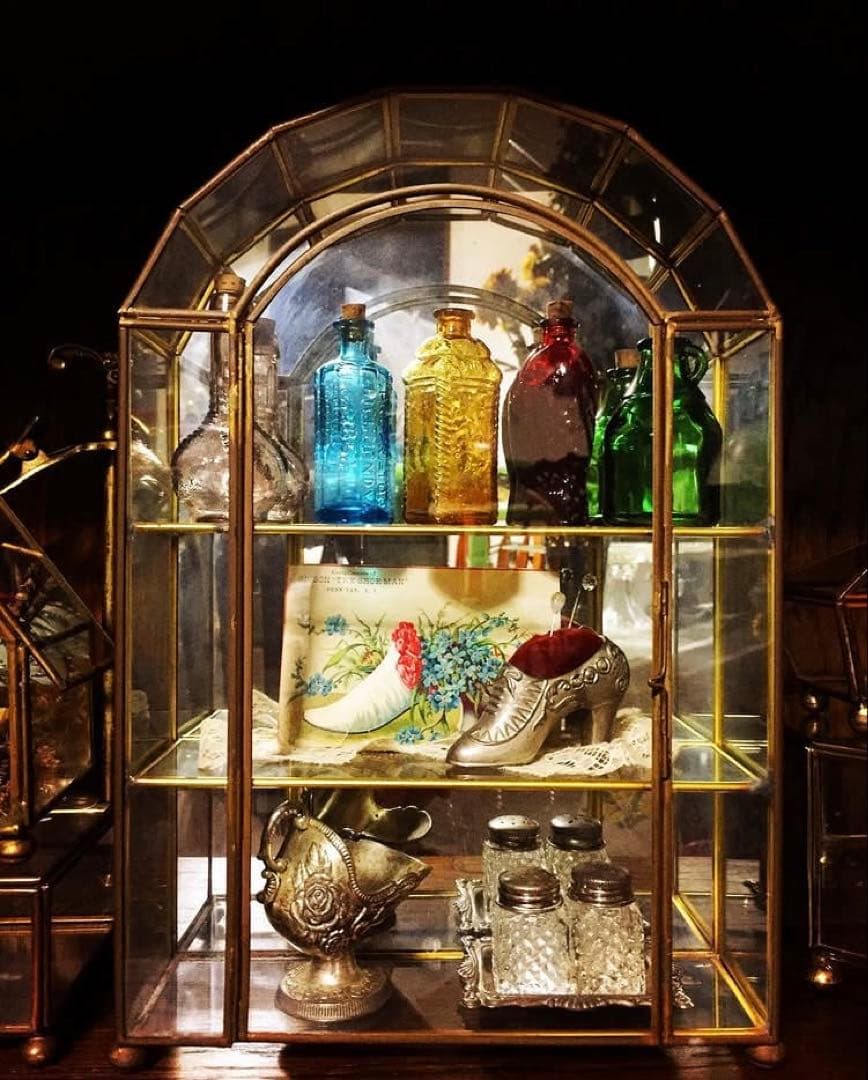 クリスマスセール♪＊訳あり ビンテージ☆アーチ型ガラスショーケース