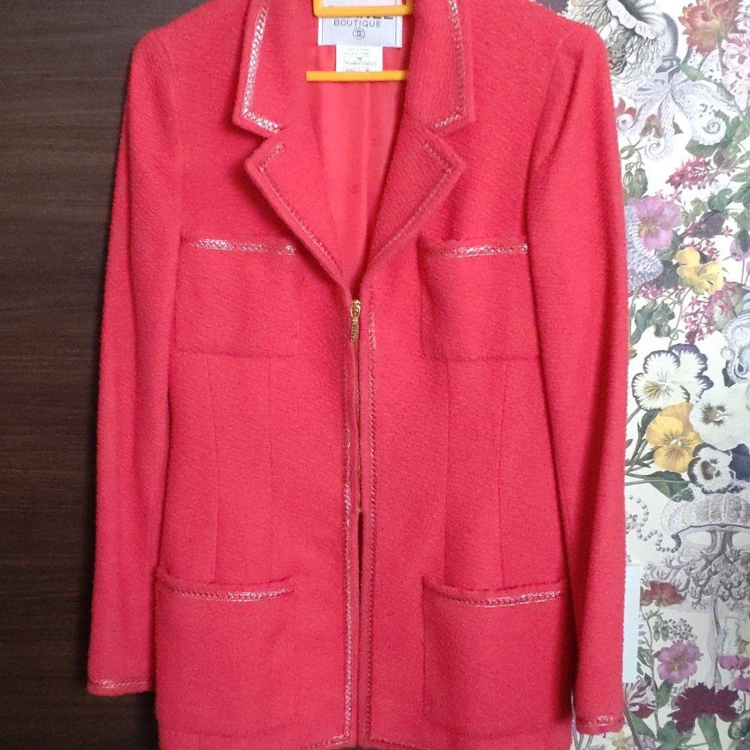 CHANEL　ヴィンテージツイードジャケット　ピンクコート　36 中古・古着通販】CHANEL (シャネル) ココマークツイードジャケット