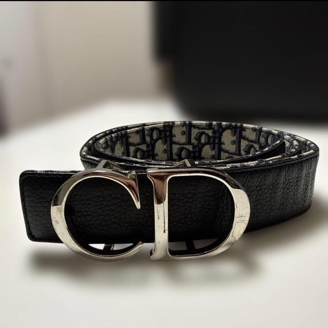 Dior オブリーク ブラックレザーベルト リバーシブル CDロゴ - メルカリ
