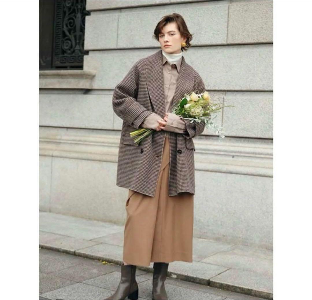 Mila Owen チェック柄 ハーフ丈Aラインコート サイレント 川口春奈着用