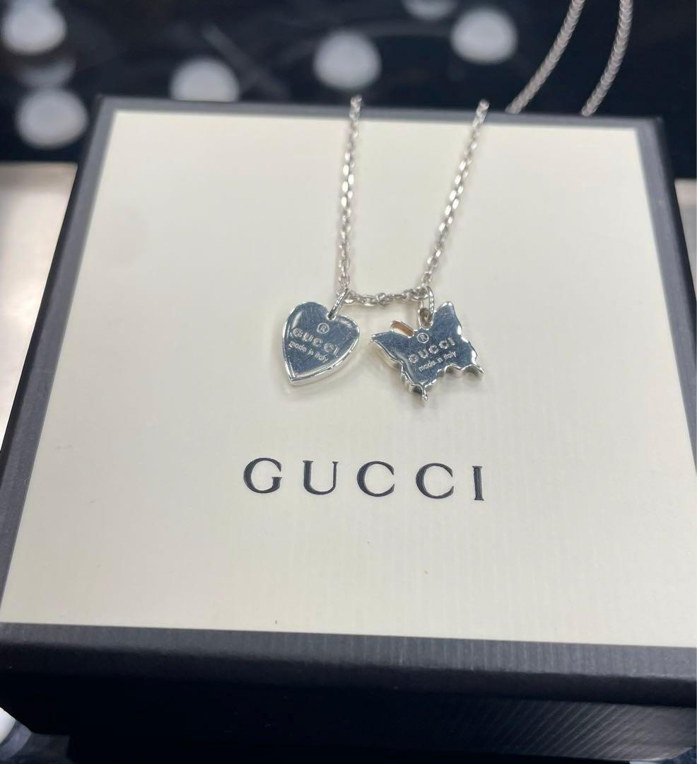 GUCCI ネックレス バタフライ 蝶 ハート シルバー925