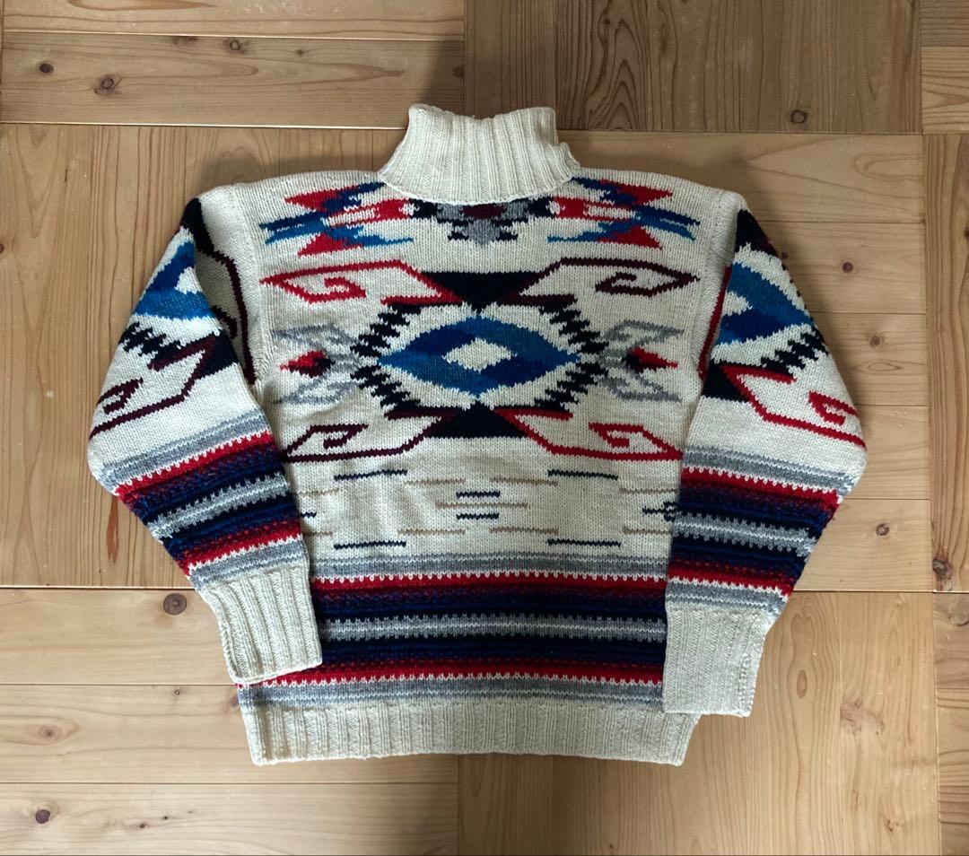 Ralph Lauren ラルフ M ハンドニット ネイティブ 古着 90s 古着 90s Ralph Lauren ネイティブ チマヨ ヘビー ウール ハンド