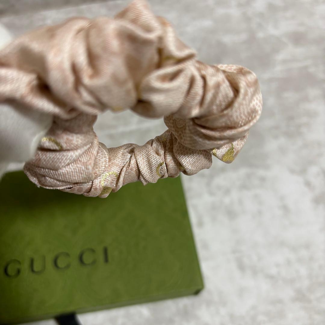 I195 GUCCI グッチ シュシュ セット シルク 箱・保存袋付き ピンク