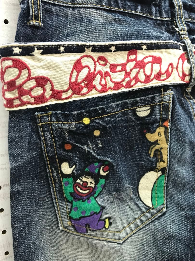 希少デザイン LOLITA JEANS サーカス ボアワッペン デニムパンツ