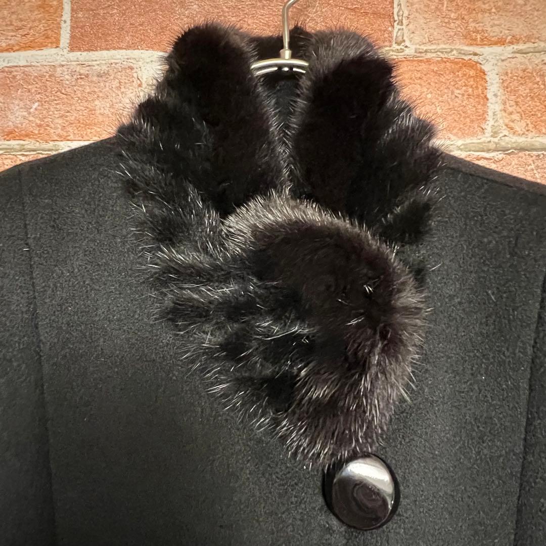 未使用級)カシミヤ100 ロングコート ハイセンス ミンクファー 比翼