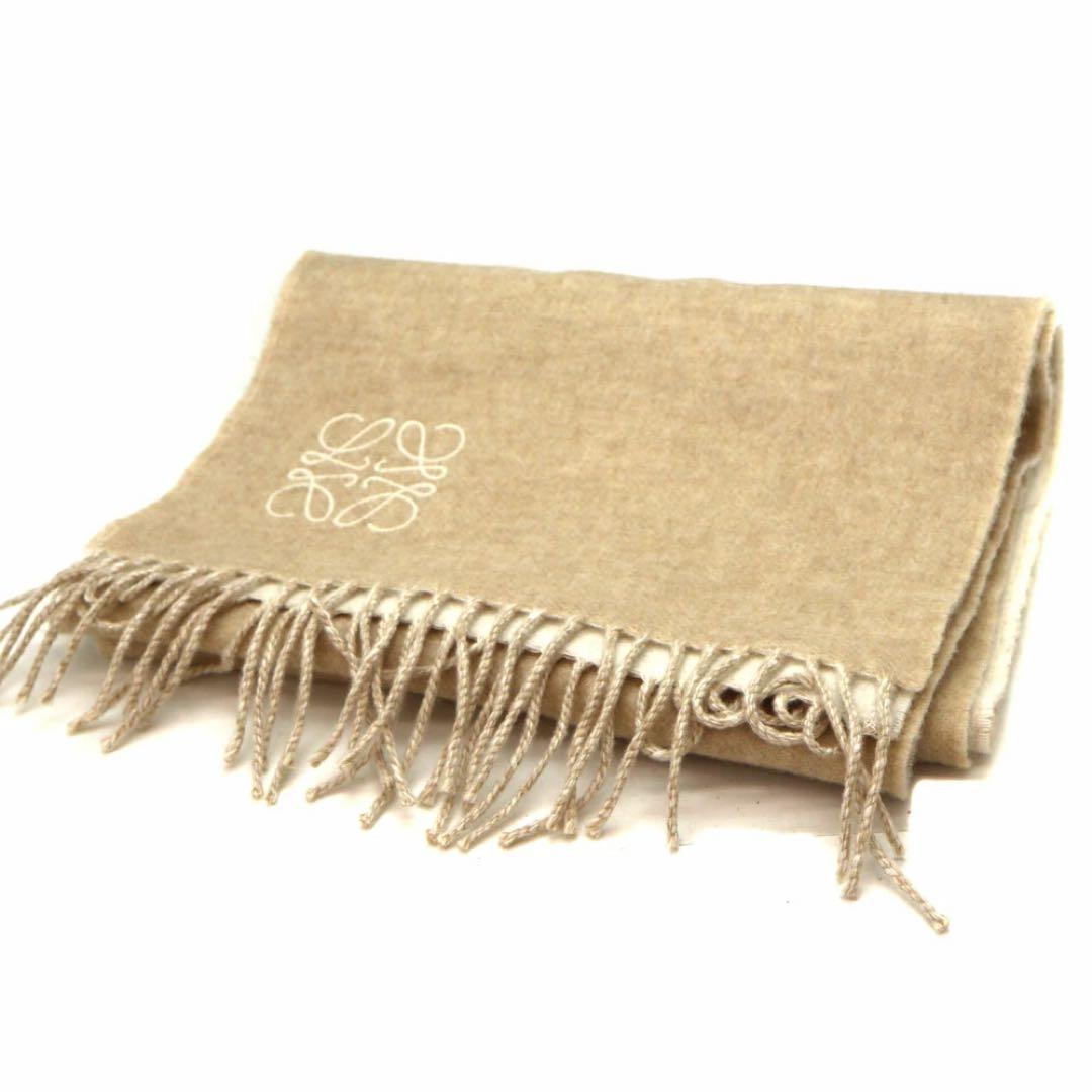 ロエベ ウール カシミヤ混紡 ベージュマフラー LOEWE（ロエベ） マフラー Wool Cashmire Anagram Scarf アナグラム