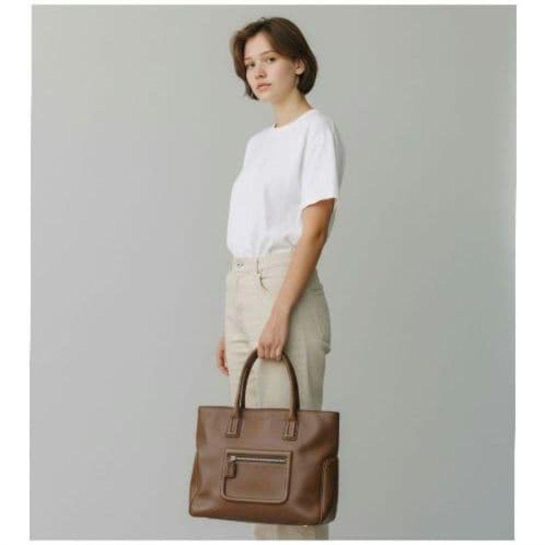 HIROFU ヒロフ レザー スクエア トートバッグ オリーブブラウン - メルカリ