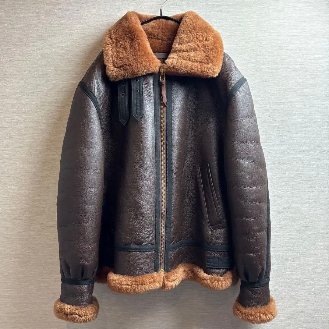 美品 MORGAN B3 SealBrown Flight Jacket 44 Morgan leather and sheepskin flying coat