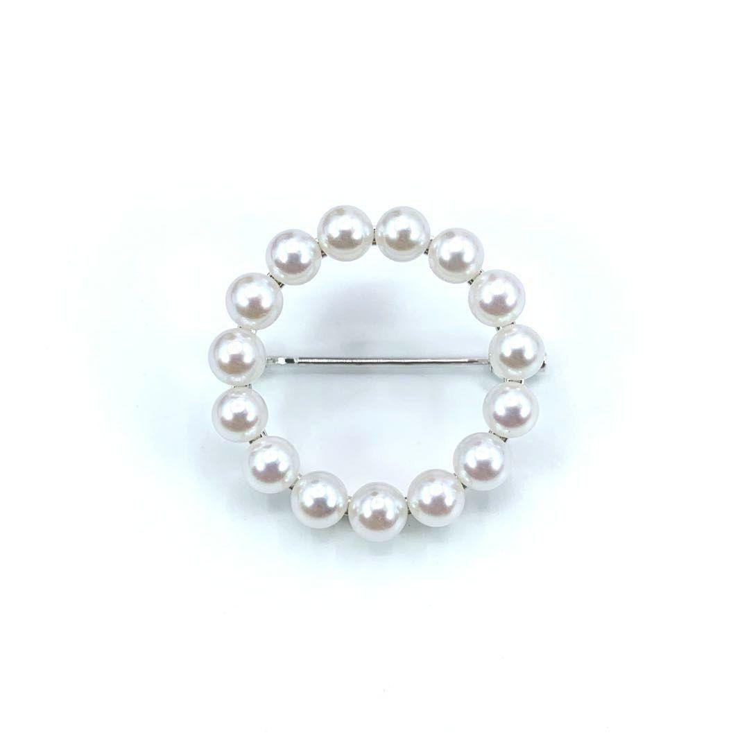 未使用級　MIKIMOTO　ミキモト　サークル　ブローチ　パール　4.3mm