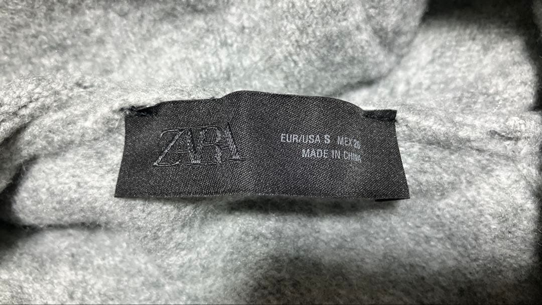 ZARA コントラストドローストリングフーディ S ミディアムグレー