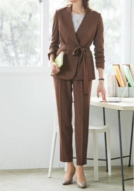 新品☆LL♪茶系♪ロング丈おしゃれセットアップ♪お仕事・通勤〇