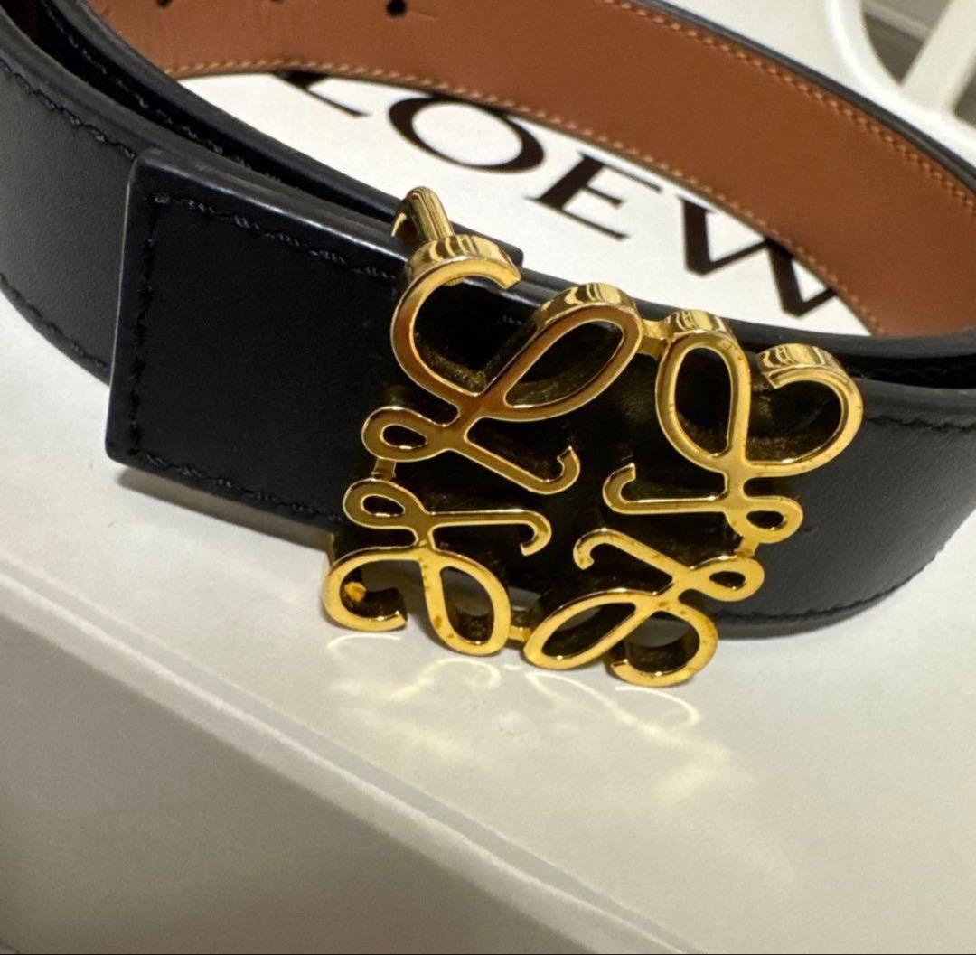LOEWE ブラックレザー ベルト ゴールドバックル - メルカリ