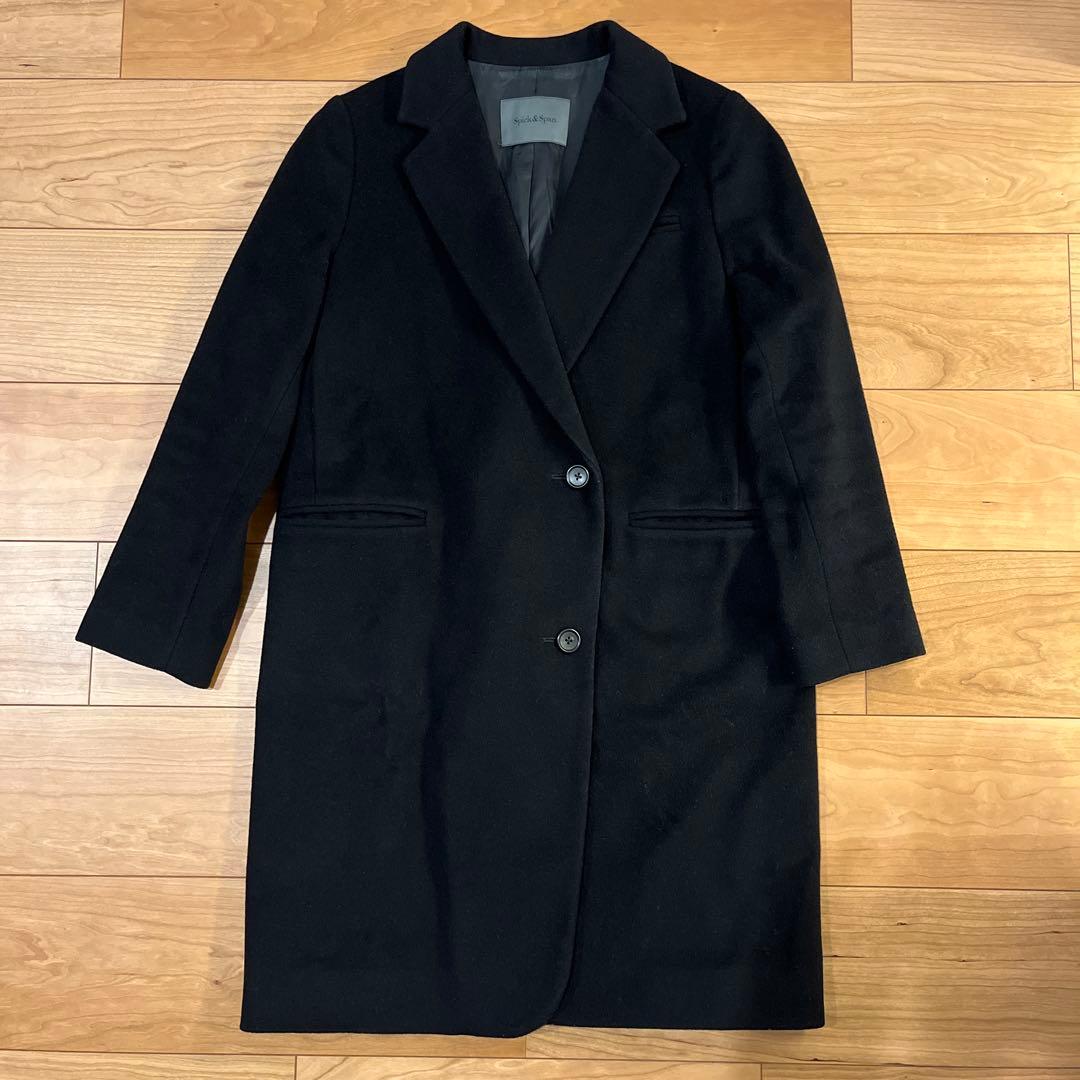 Spick&Span スピックアンドスパン ブラック チェスターコート 38