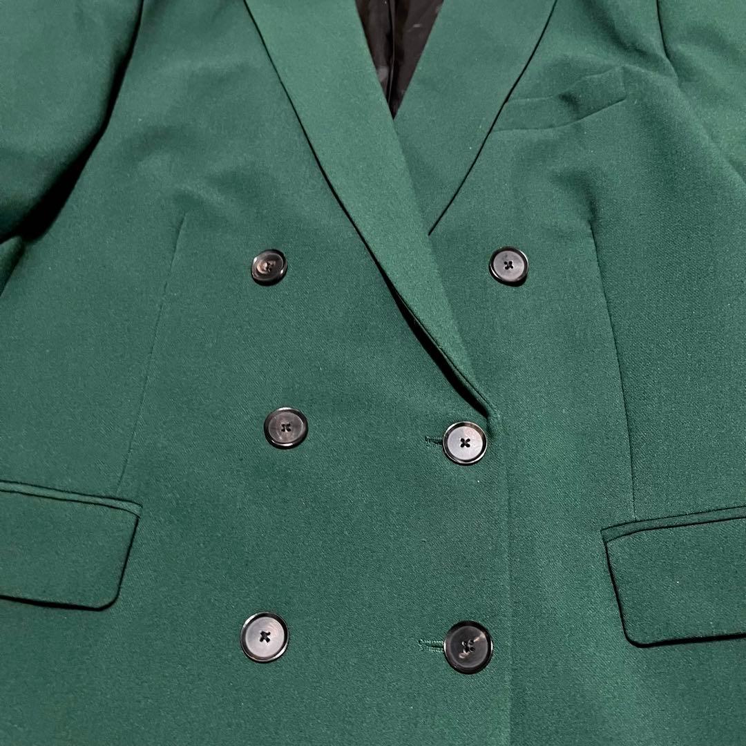 美品 ZARA ダブルブレスト セットアップスーツ グリーン L 大きい