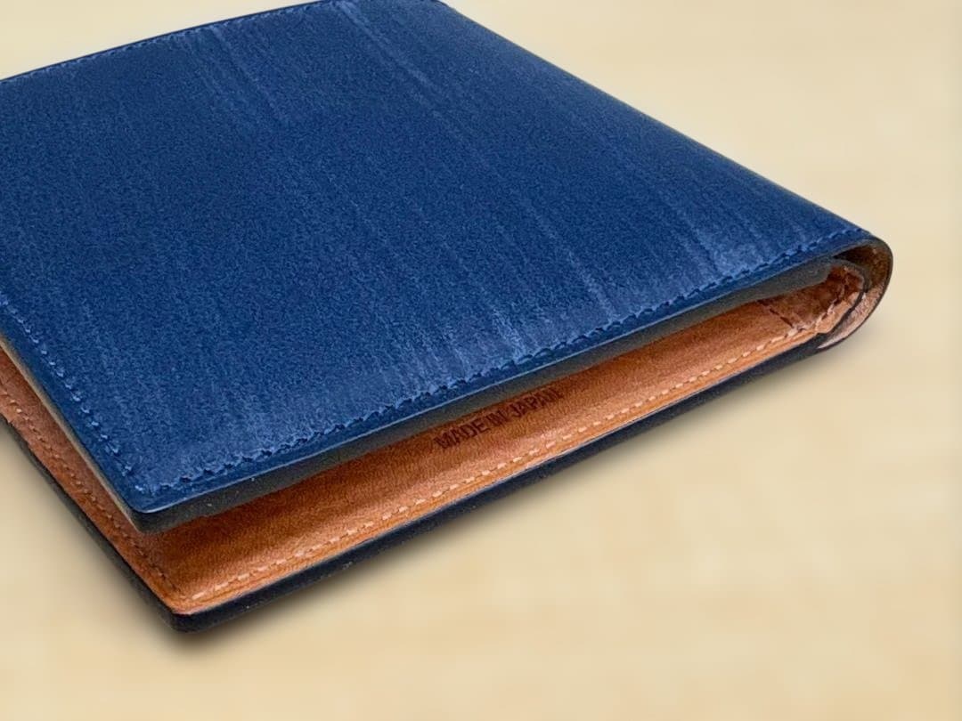 未使用プレリーPRAREブリティッシュブライドルレザーコンケース紺 未