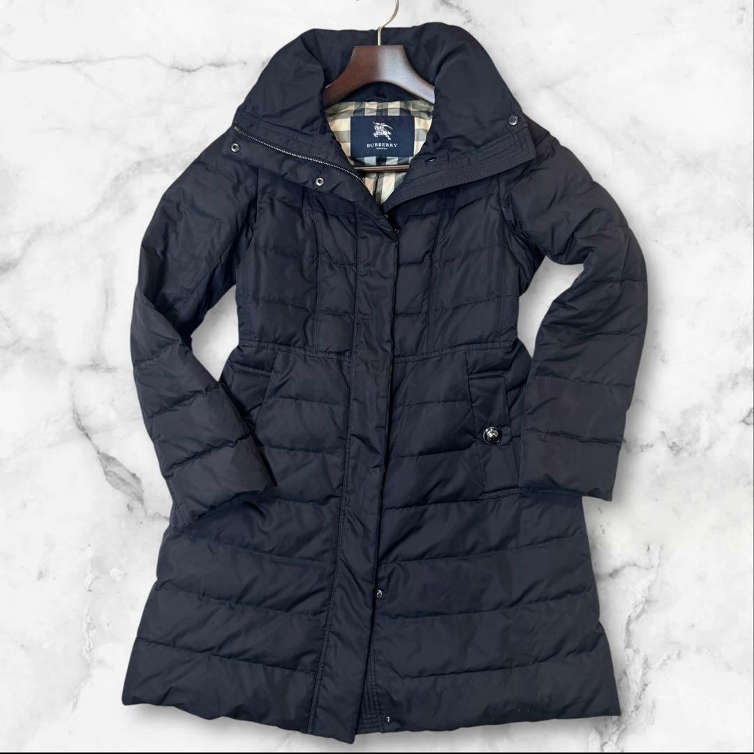 HK06 バーバリーロンドン ダウンコート ノバチェック Aライン 9 M〜L