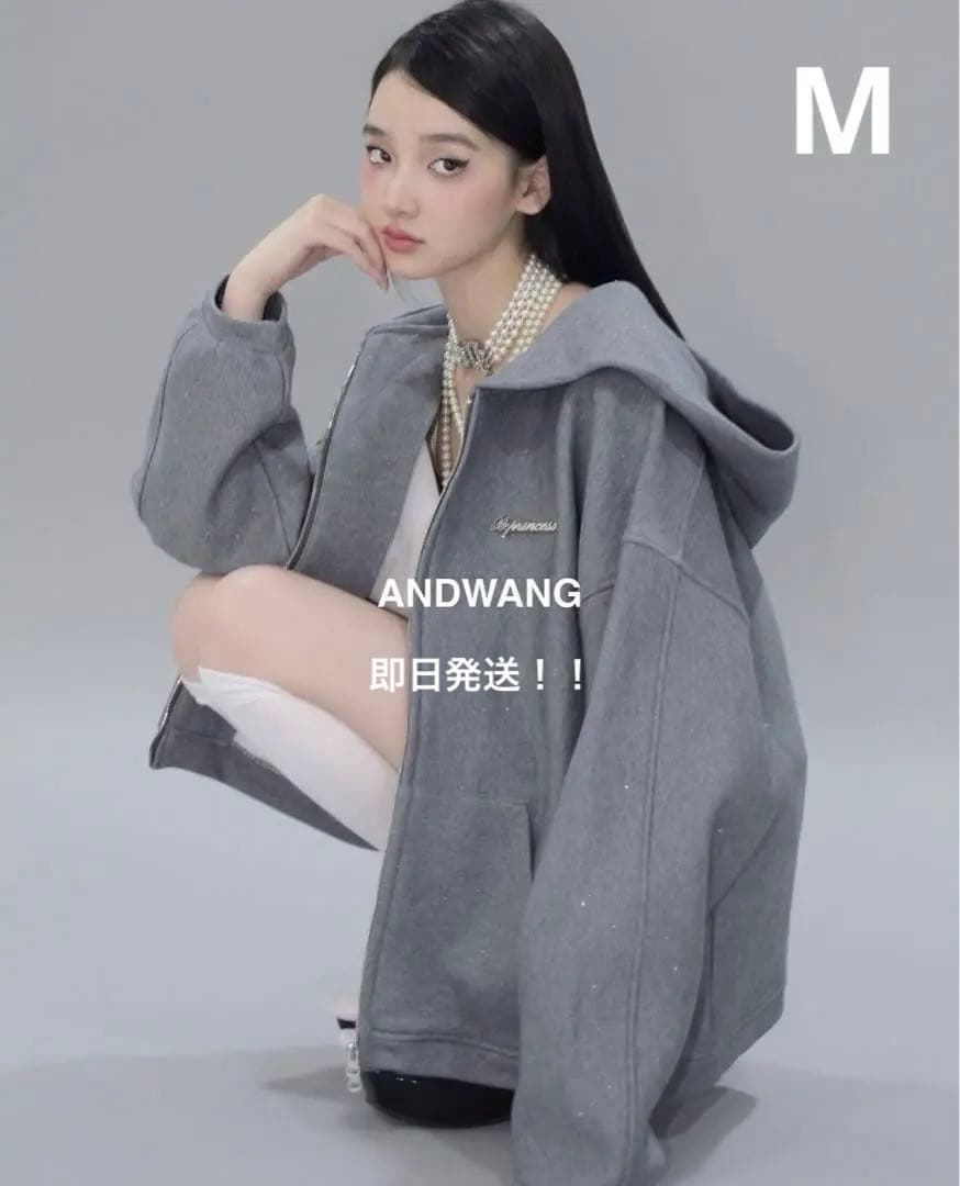 週末セール】andwang アンドワン kirakira zip up グレー - メルカリ
